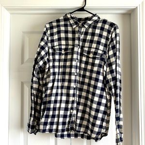 J.Crew Navy Gingham Button-up Shirt